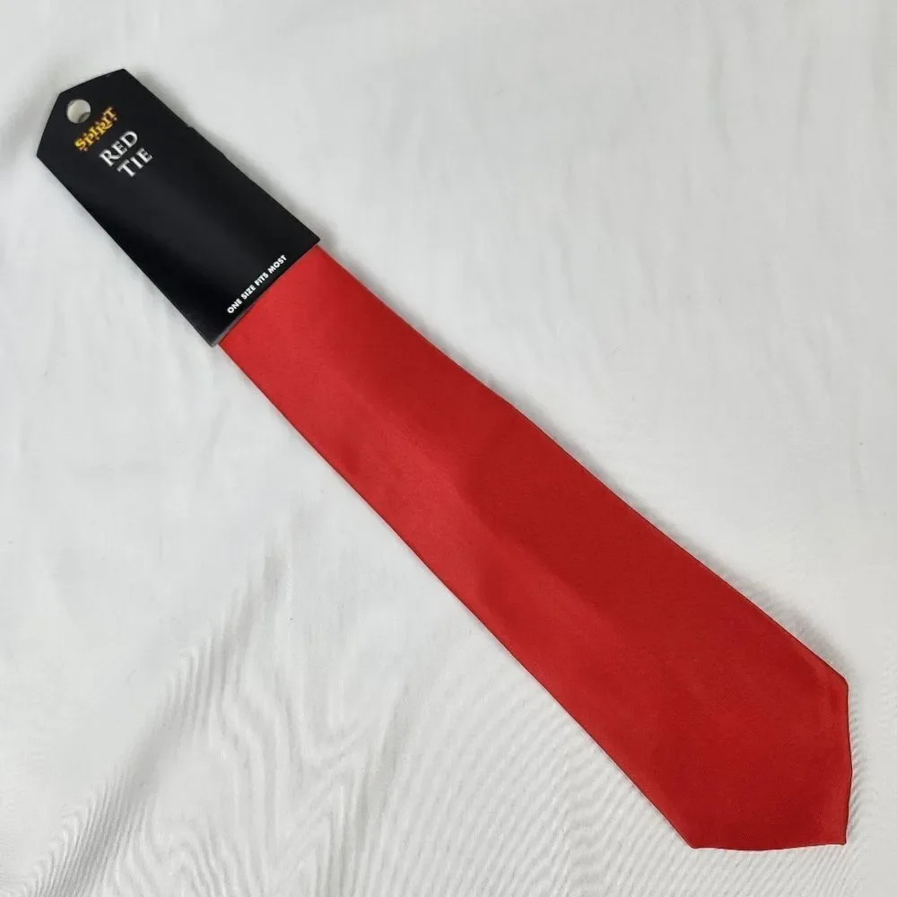 🩵NWT Red Plain Necktie Adult One Size